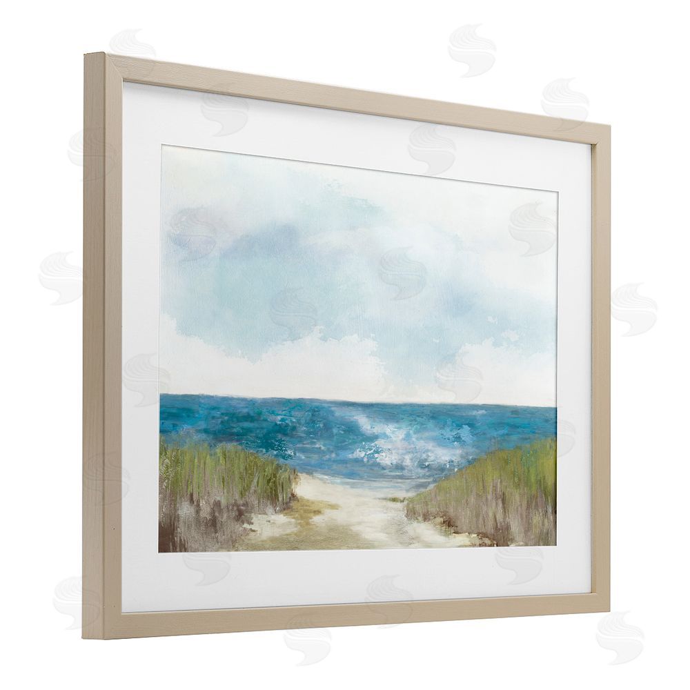 Allison Pearce Clear Ocean View From Shore Brown Framed Print Under Glass Wall Art