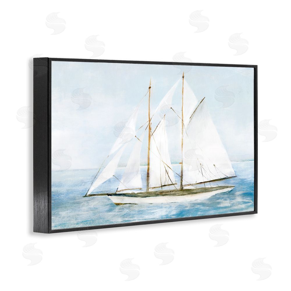 Isabelle Z Tranquil White Schooner at Sea Black Framed Giclee Wall Art Print