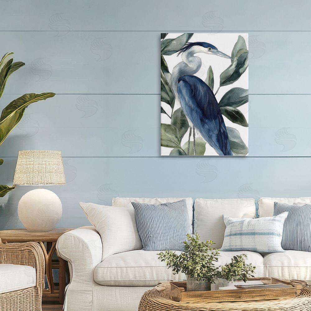 Mona Grace Blue Heron Among Leaves
