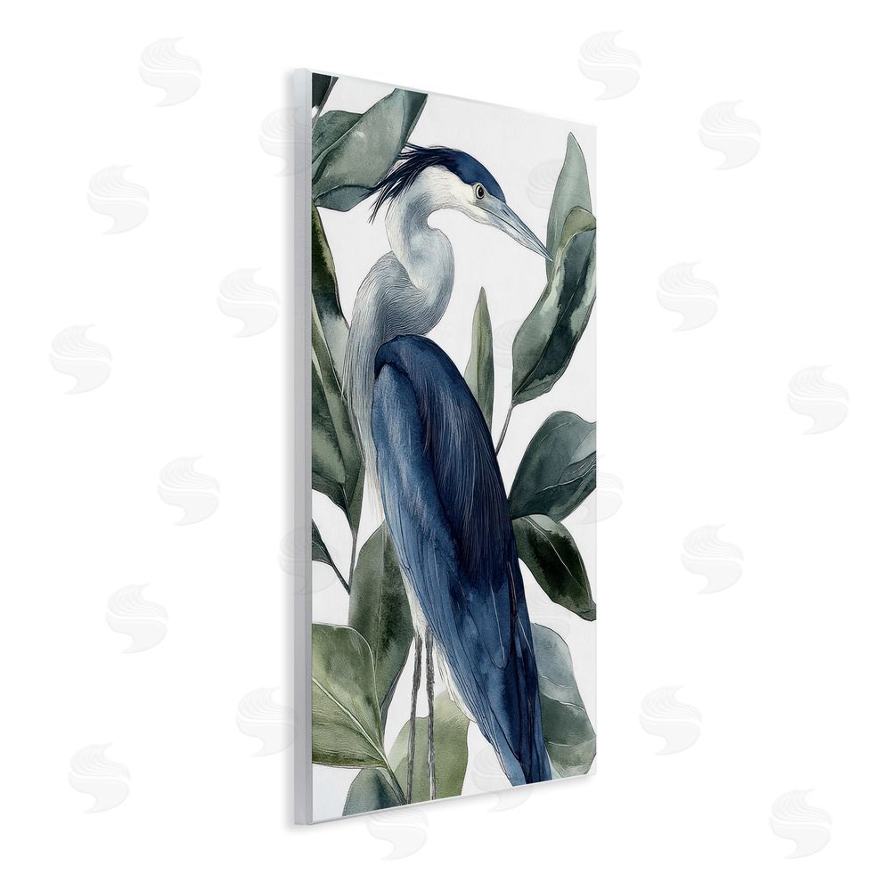 Mona Grace Blue Heron Among Leaves Wooden Wall Plaque Art Print