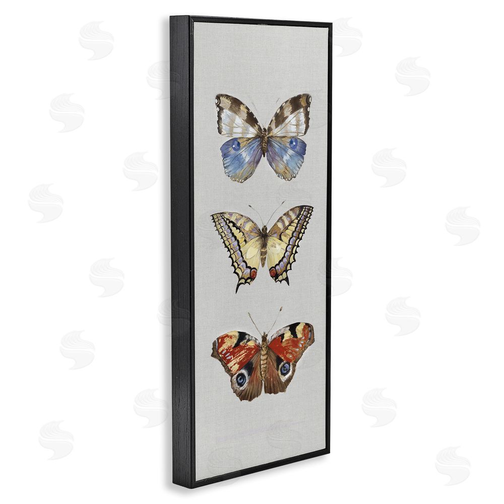 Maya Woods Butterfly Trio Symmetry Black Framed Giclee Wall Art Print