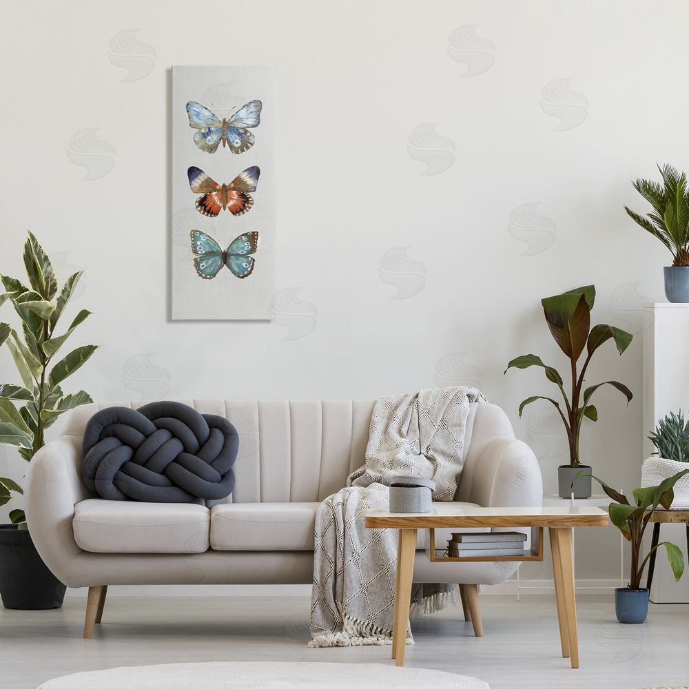 Maya Woods Trio of Wild Butterflies Stretched Canvas Wall Art in Room