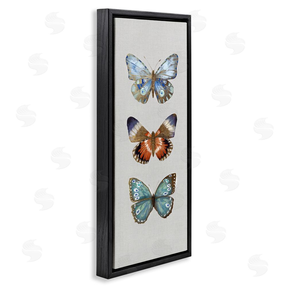 Maya Woods Trio of Wild Butterflies Black Floating Frame Canvas Wall Art Print