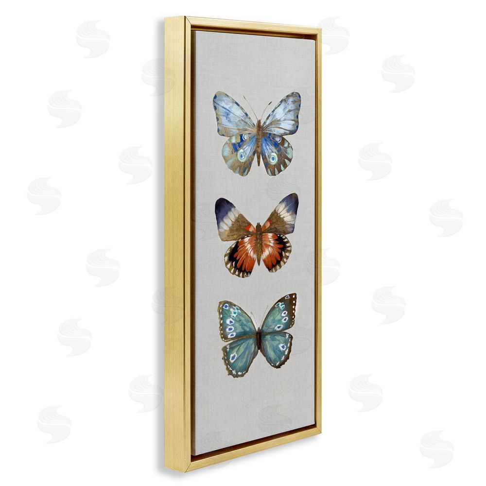 Maya Woods Trio of Wild Butterflies Gold Floating Frame Canvas Wall Art Print