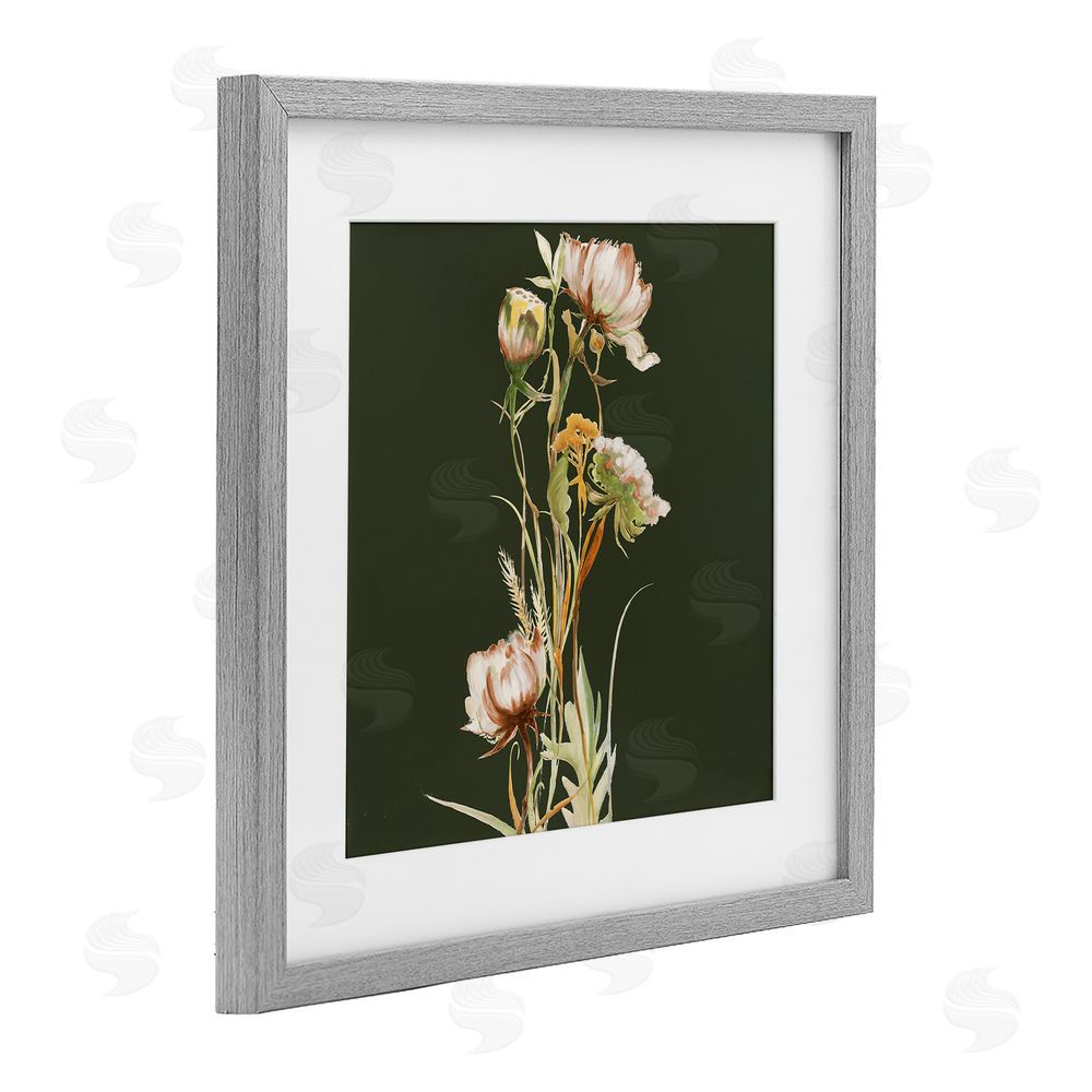 Liz Jardine Serene Wildflower Stem on Olive Gray Framed Print Under Glass Wall Art