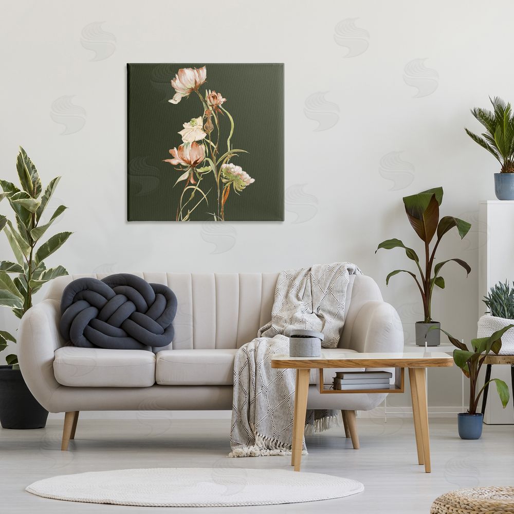 Liz Jardine Blooming Wildflower Branch Stretched Canvas Wall Art in Room