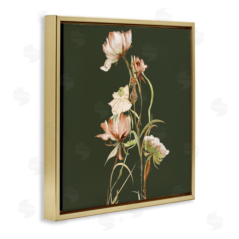 Liz Jardine Blooming Wildflower Branch Gold Floating Frame Canvas Wall Art Print