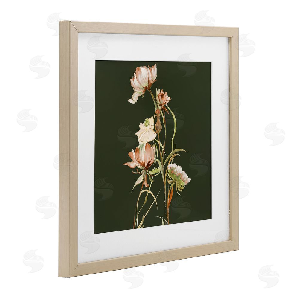 Liz Jardine Blooming Wildflower Branch Brown Framed Print Under Glass Wall Art