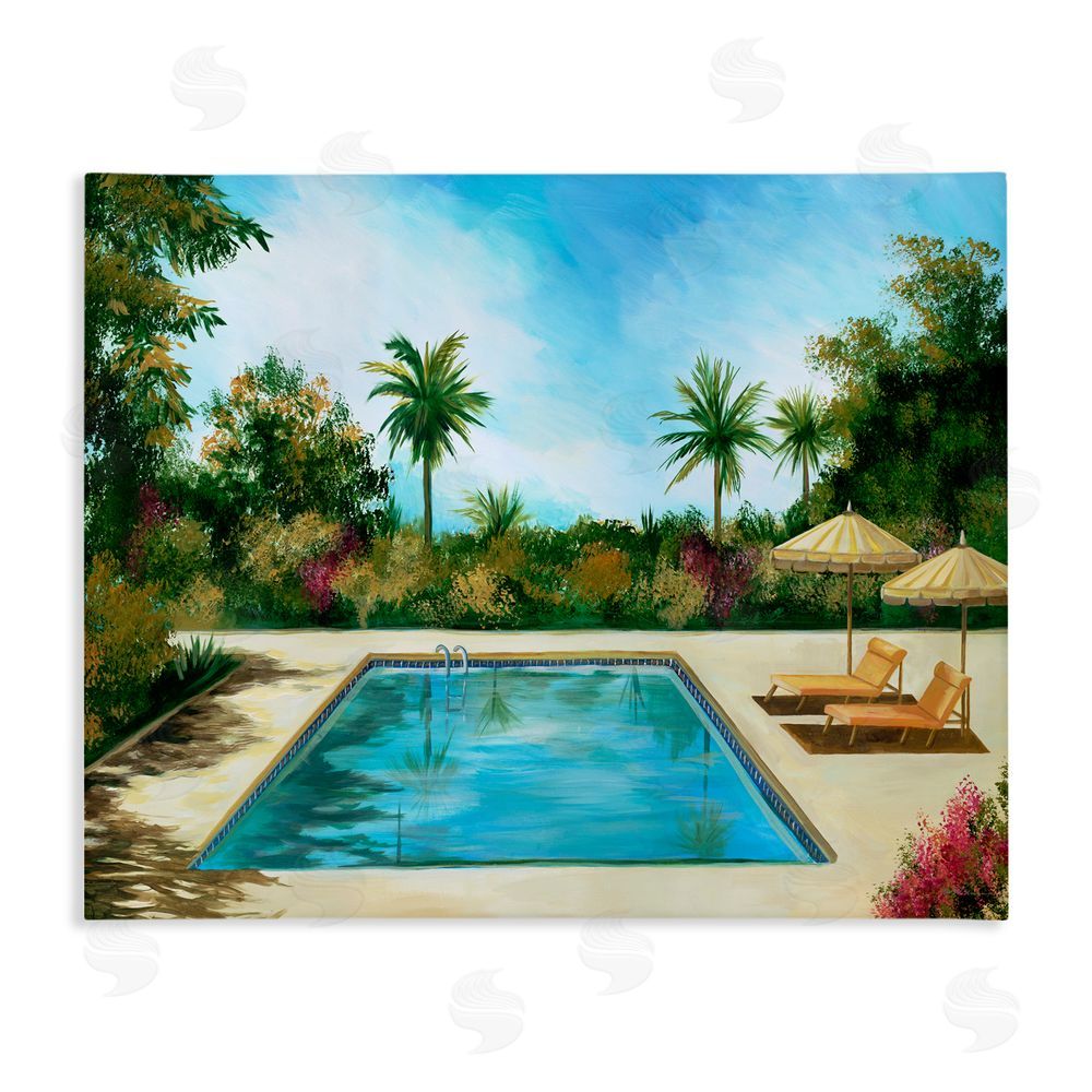 Liz Jardine Tropical Oasis Poolside Stretched Canvas Wall Art Print