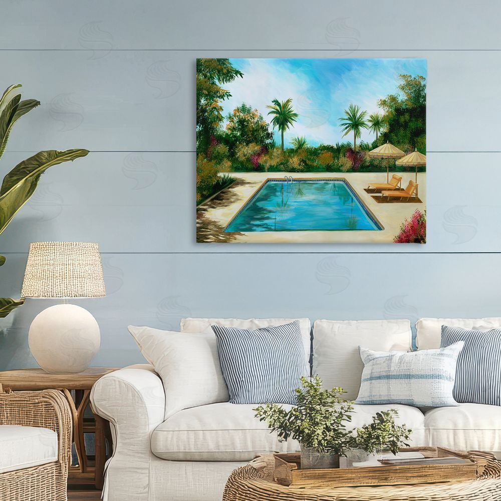 Liz Jardine Tropical Oasis Poolside Stretched Canvas Wall Art in Room