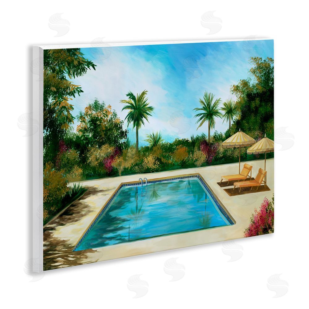 Liz Jardine Tropical Oasis Poolside Wooden Wall Plaque Art Print