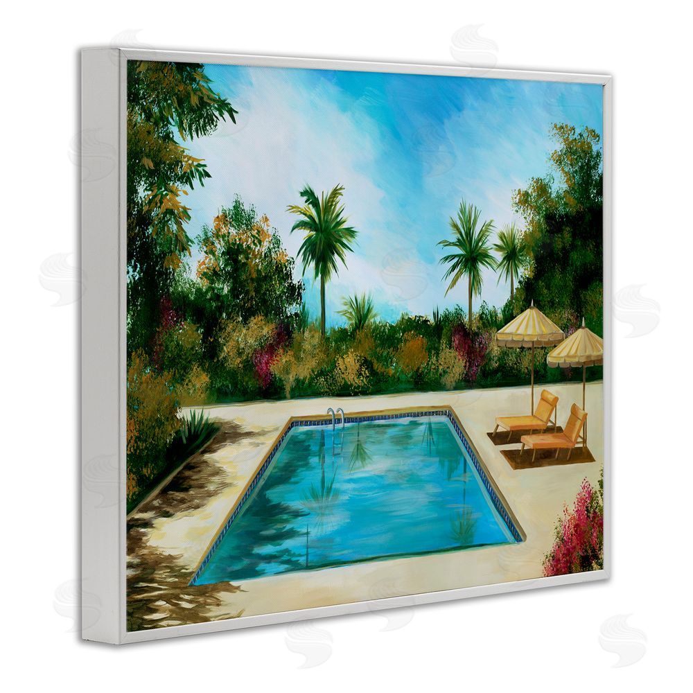 Liz Jardine Tropical Oasis Poolside White Framed Giclee Wall Art Print