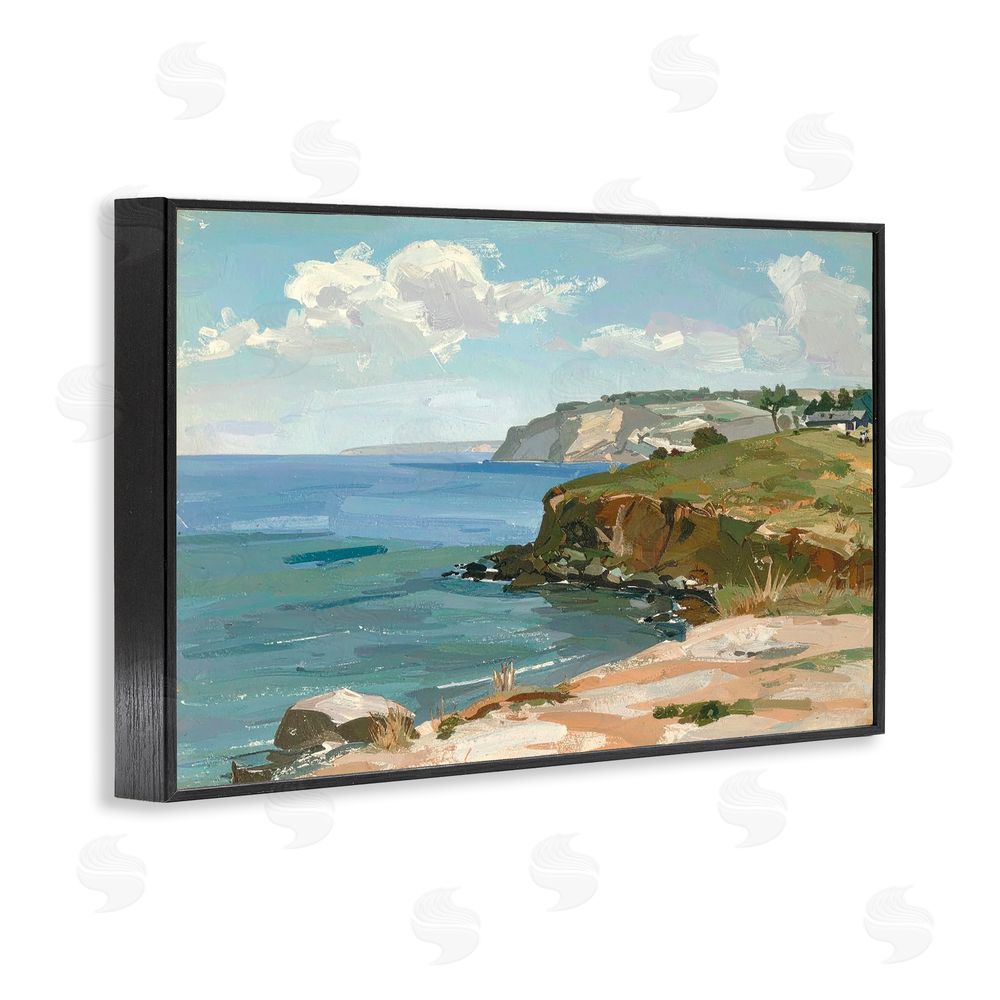 Alonza Saunders Along The Shore Scenery Black Framed Giclee Wall Art Print