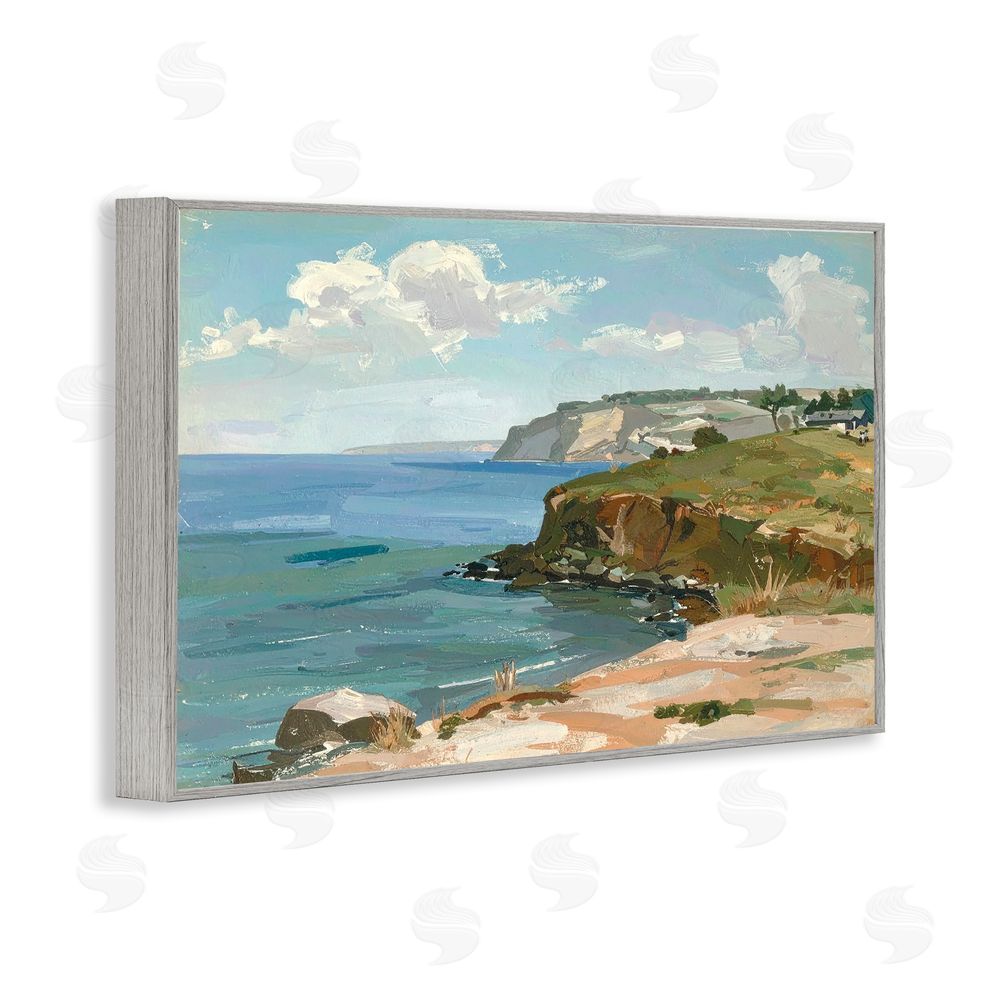 Alonza Saunders Along The Shore Scenery Gray Framed Giclee Wall Art Print