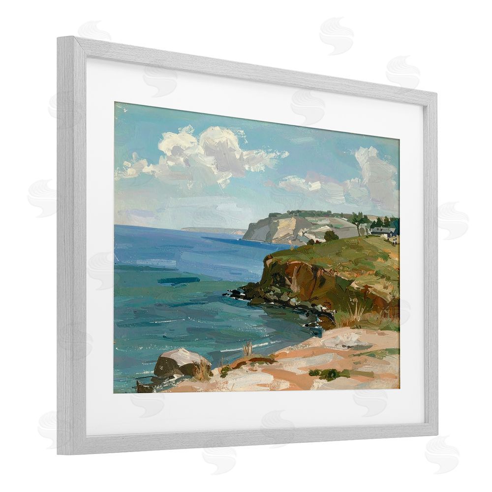 Alonza Saunders Along The Shore Scenery Gray Framed Print Under Glass Wall Art