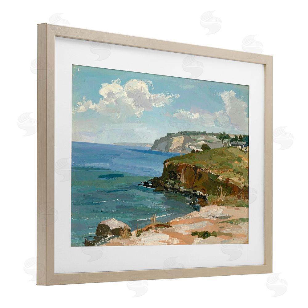 Alonza Saunders Along The Shore Scenery Brown Framed Print Under Glass Wall Art