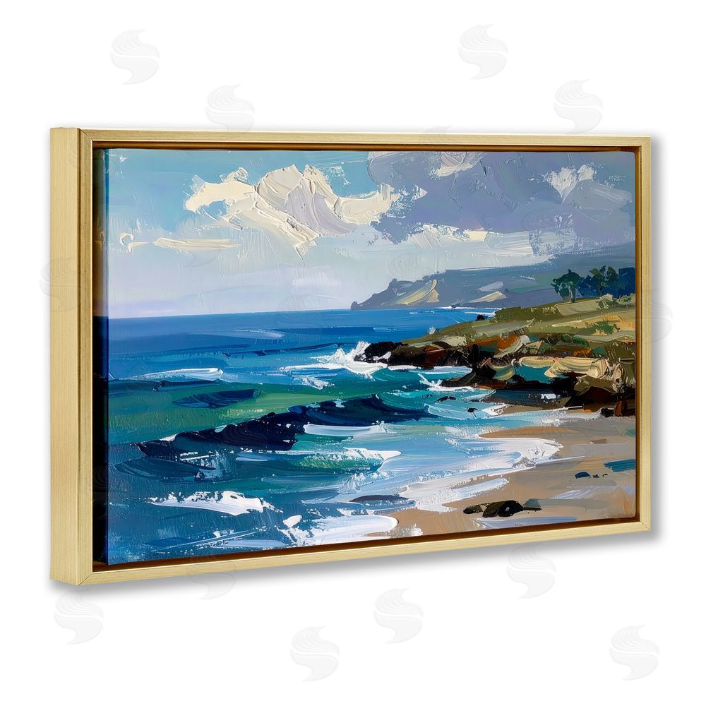 Alonza Saunders Sky To Sea Impression Gold Floating Frame Canvas Wall Art Print