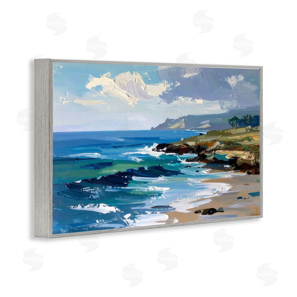 Alonza Saunders Sky To Sea Impression Gray Framed Giclee Wall Art Print