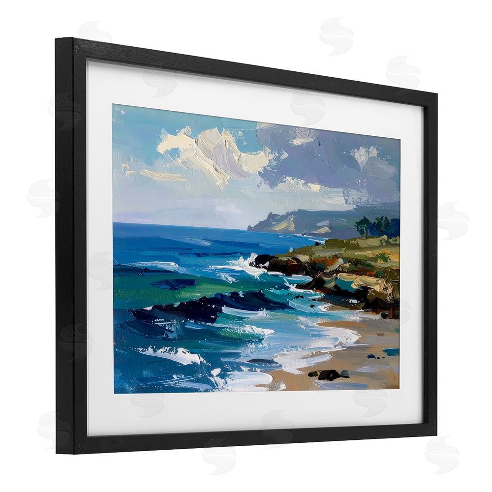 Alonza Saunders Sky To Sea Impression Black Framed Print Under Glass Wall Art