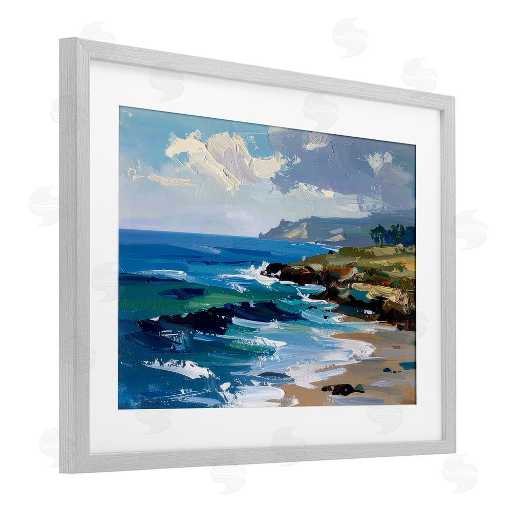 Alonza Saunders Sky To Sea Impression Gray Framed Print Under Glass Wall Art