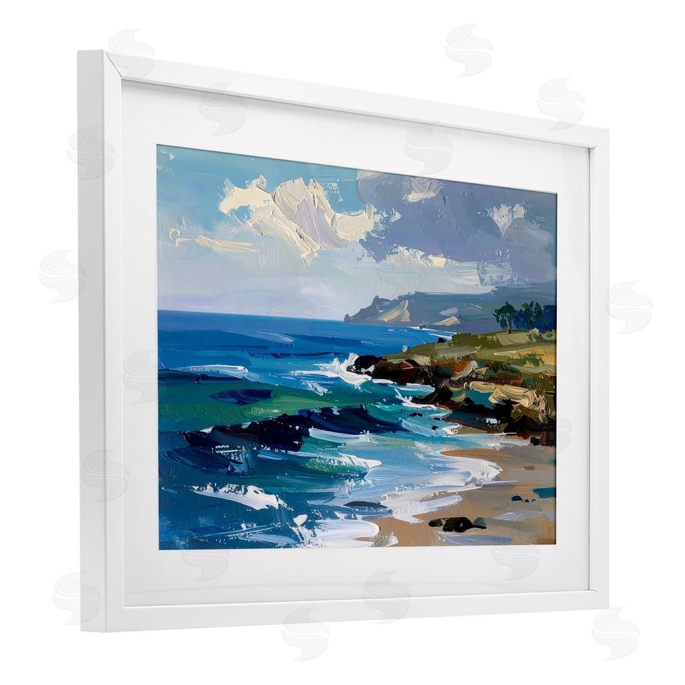 Alonza Saunders Sky To Sea Impression White Framed Print Under Glass Wall Art