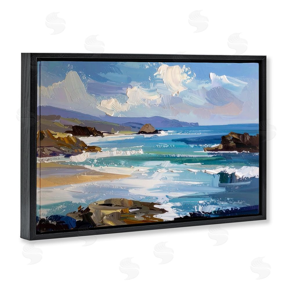 Alonza Saunders From Sky To Sea Black Floating Frame Canvas Wall Art Print
