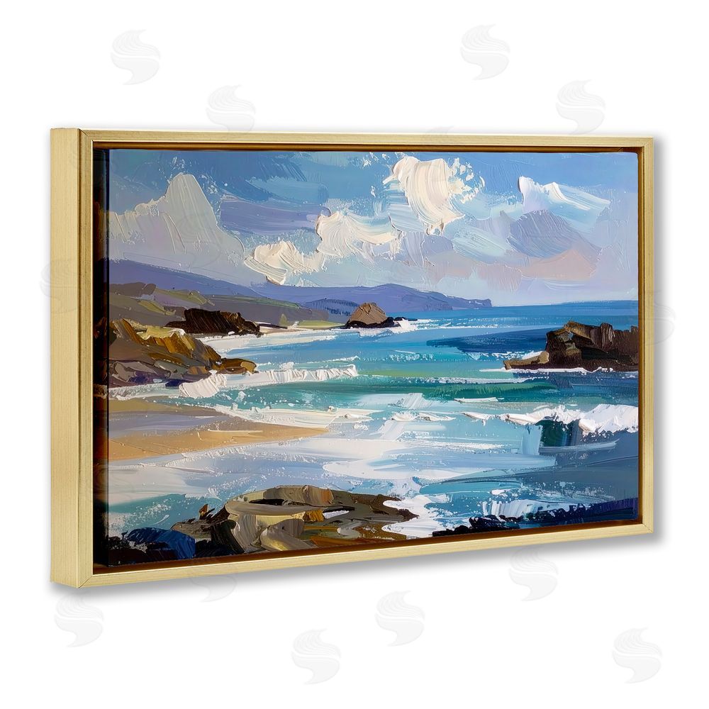 Alonza Saunders From Sky To Sea Gold Floating Frame Canvas Wall Art Print