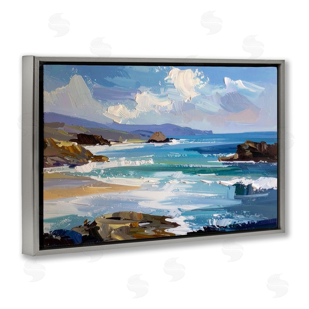 Alonza Saunders From Sky To Sea Gray Floating Frame Canvas Wall Art Print