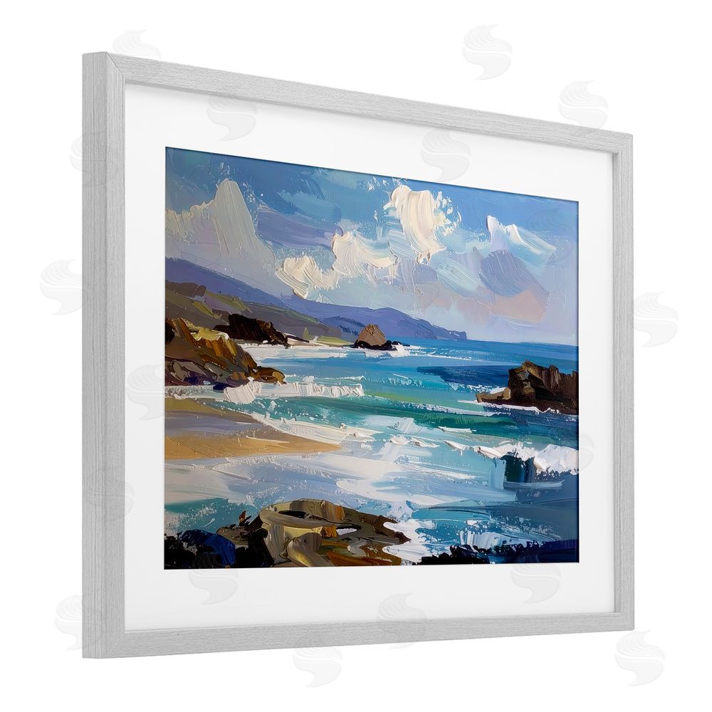 Alonza Saunders From Sky To Sea Gray Framed Print Under Glass Wall Art