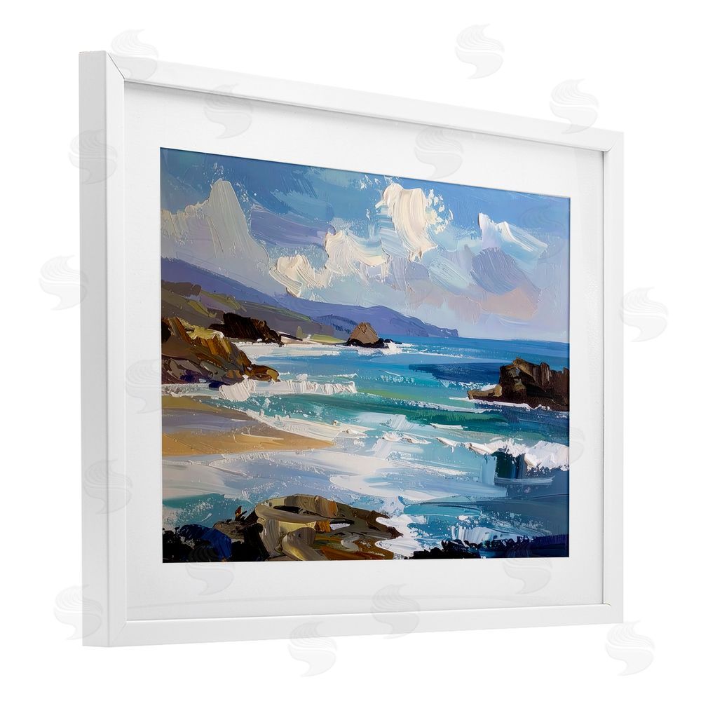 Alonza Saunders From Sky To Sea White Framed Print Under Glass Wall Art