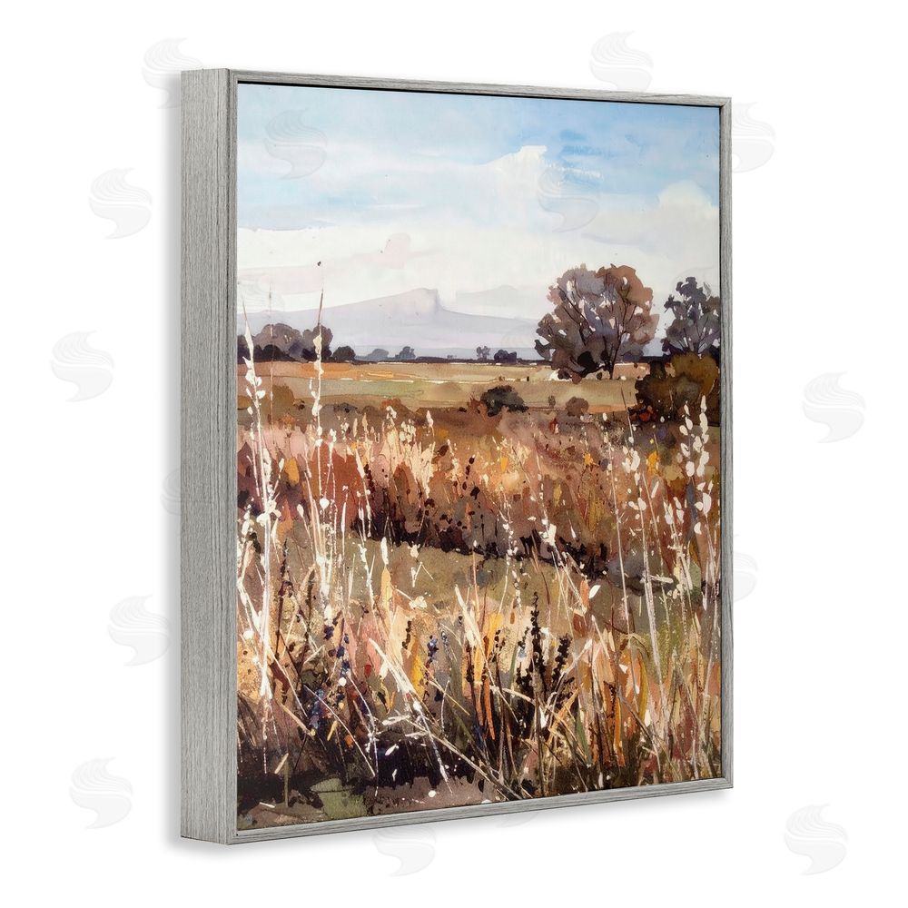 Alonza Saunders Peaceful Meadow Expression Gray Framed Giclee Wall Art Print