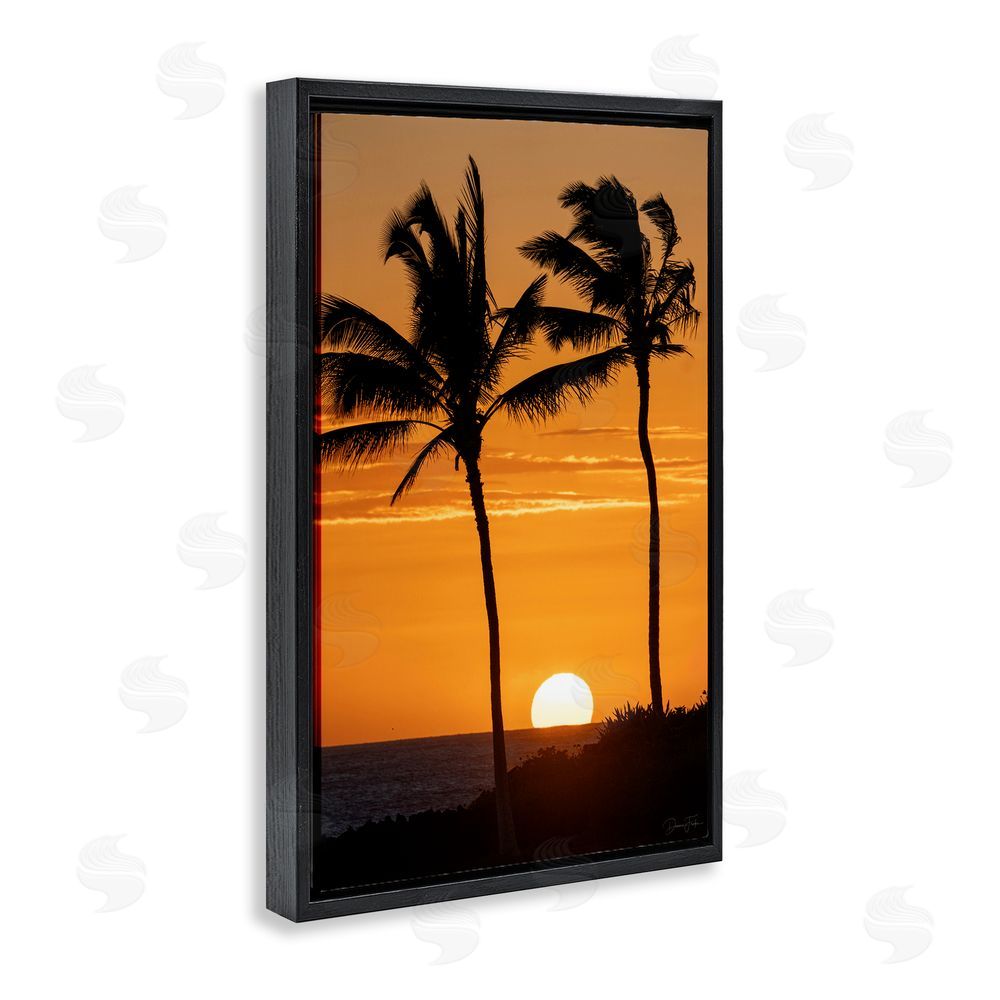 Dennis Frates Sunset Through Palm Trees Black Floating Frame Canvas Wall Art Print