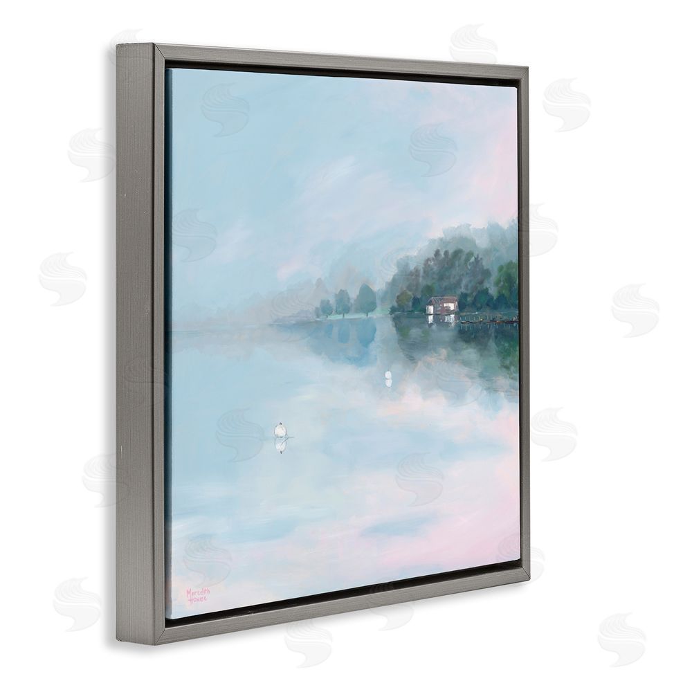 Meredith Howse Morning at Lake Windermere Gray Floating Frame Canvas Wall Art Print