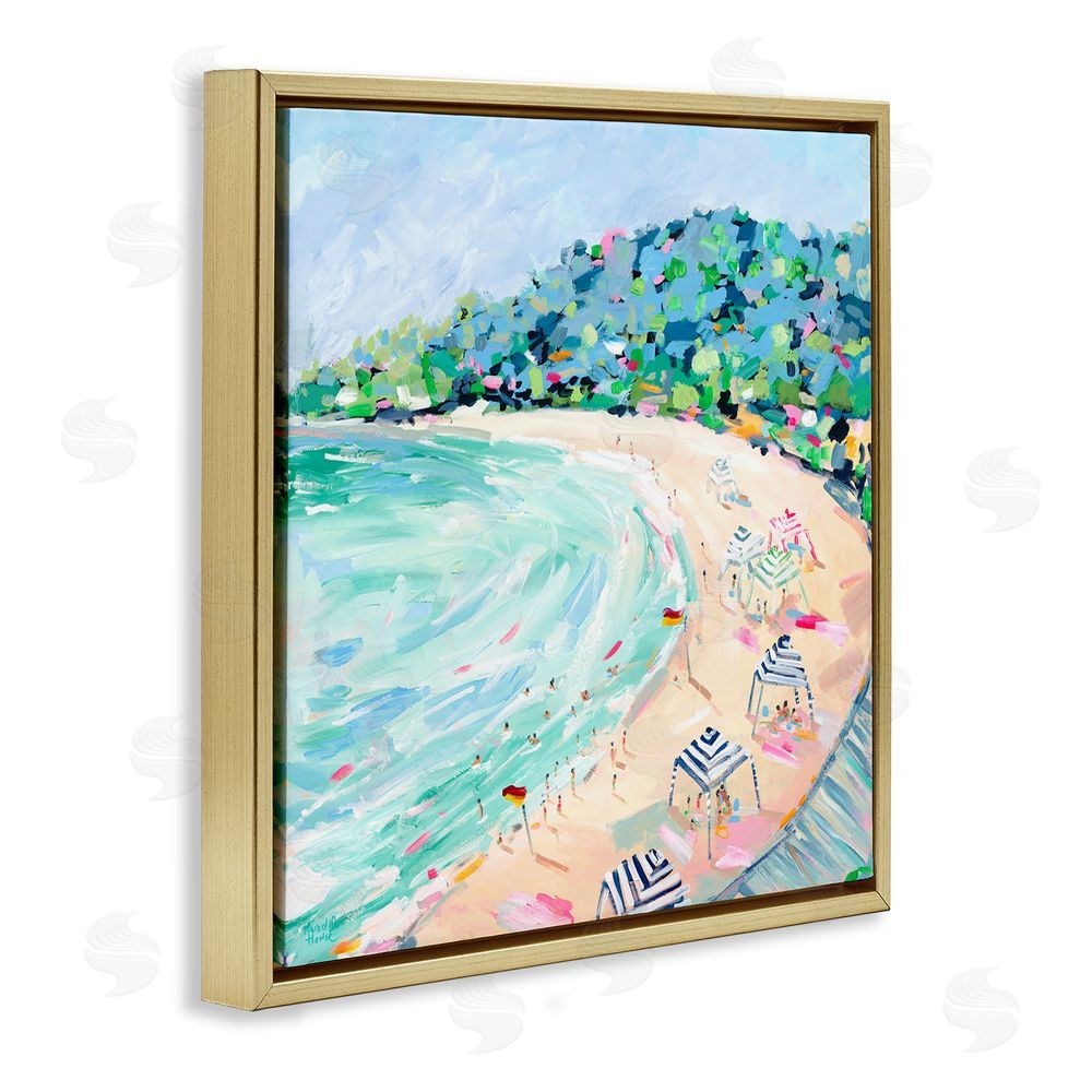 Meredith Howse Good Times Noosa Beach Gold Floating Frame Canvas Wall Art Print