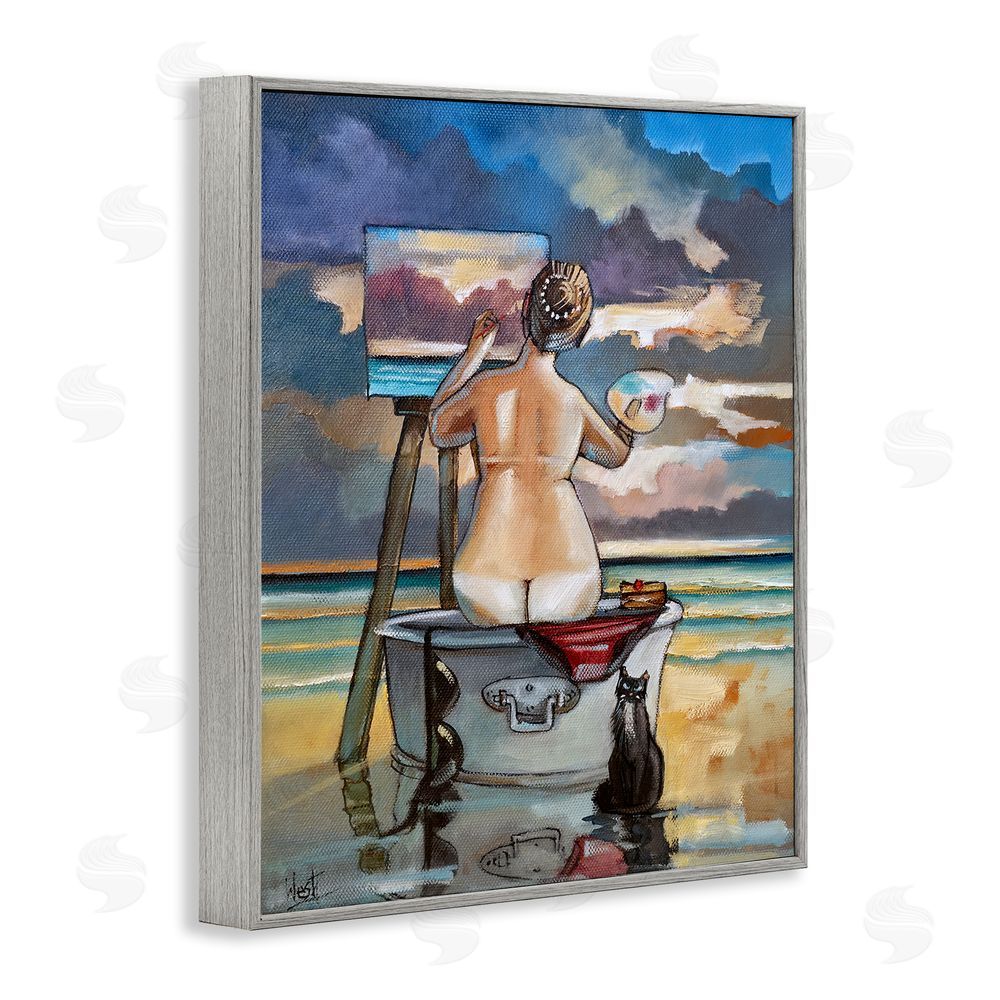 Ronald West Painting Up A Storm Gray Framed Giclee Wall Art Print