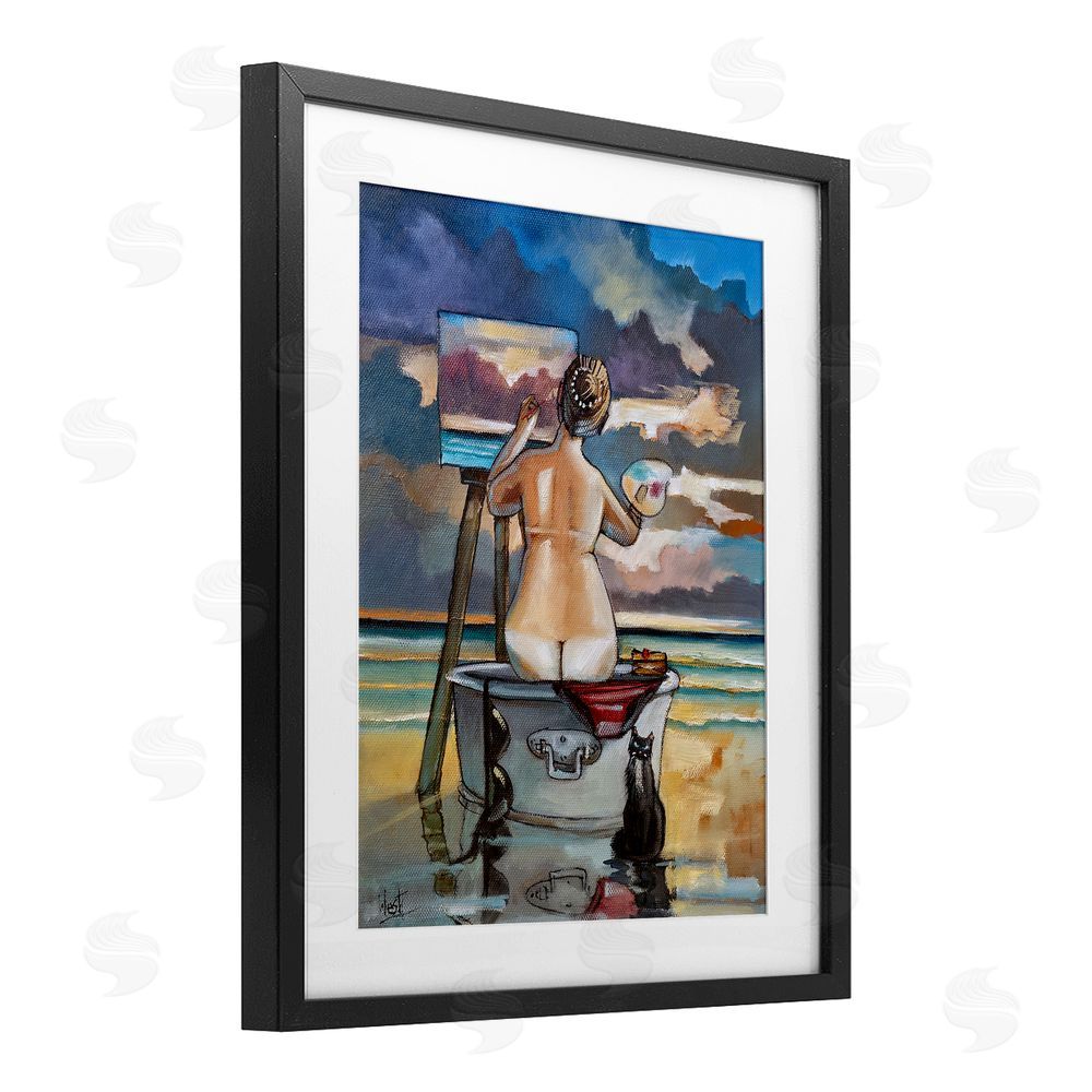 Ronald West Painting Up A Storm Black Framed Print Under Glass Wall Art