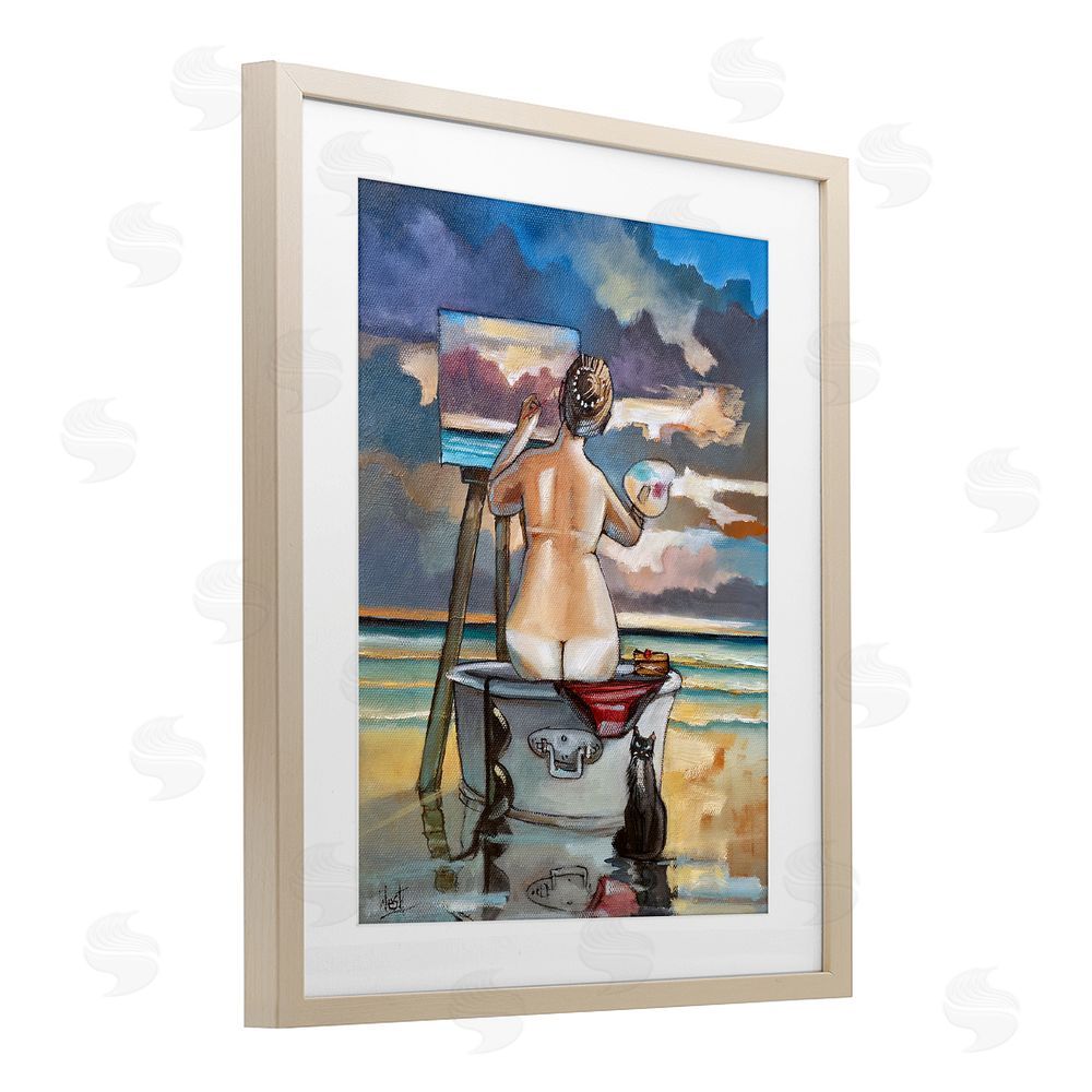 Ronald West Painting Up A Storm Brown Framed Print Under Glass Wall Art