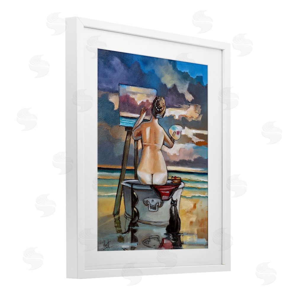 Ronald West Painting Up A Storm White Framed Print Under Glass Wall Art