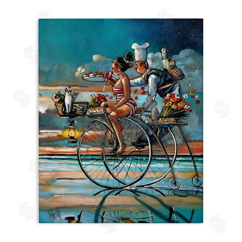 Ronald West Zaan's Dream Seaside Bicycle Ride Stretched Canvas Wall Art Print