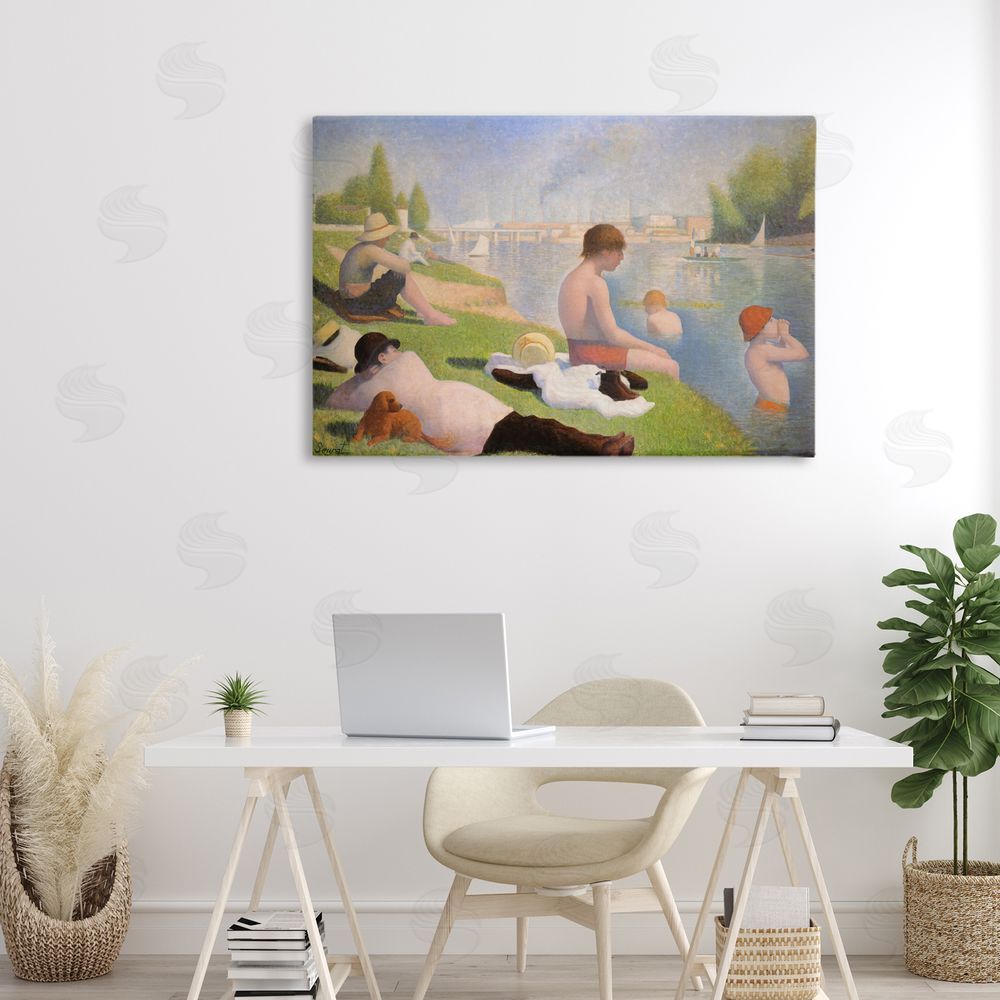 Georges Seurat Afternoon Bathers Georges Seurat Stretched Canvas Wall Art in Room