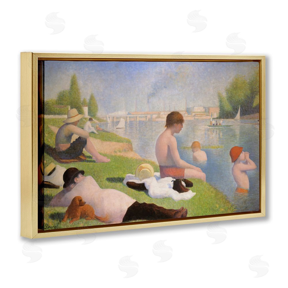 Georges Seurat Afternoon Bathers Georges Seurat Gold Floating Frame Canvas Wall Art Print