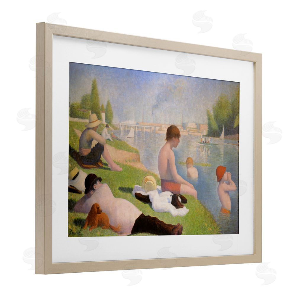Georges Seurat Afternoon Bathers Georges Seurat Brown Framed Print Under Glass Wall Art