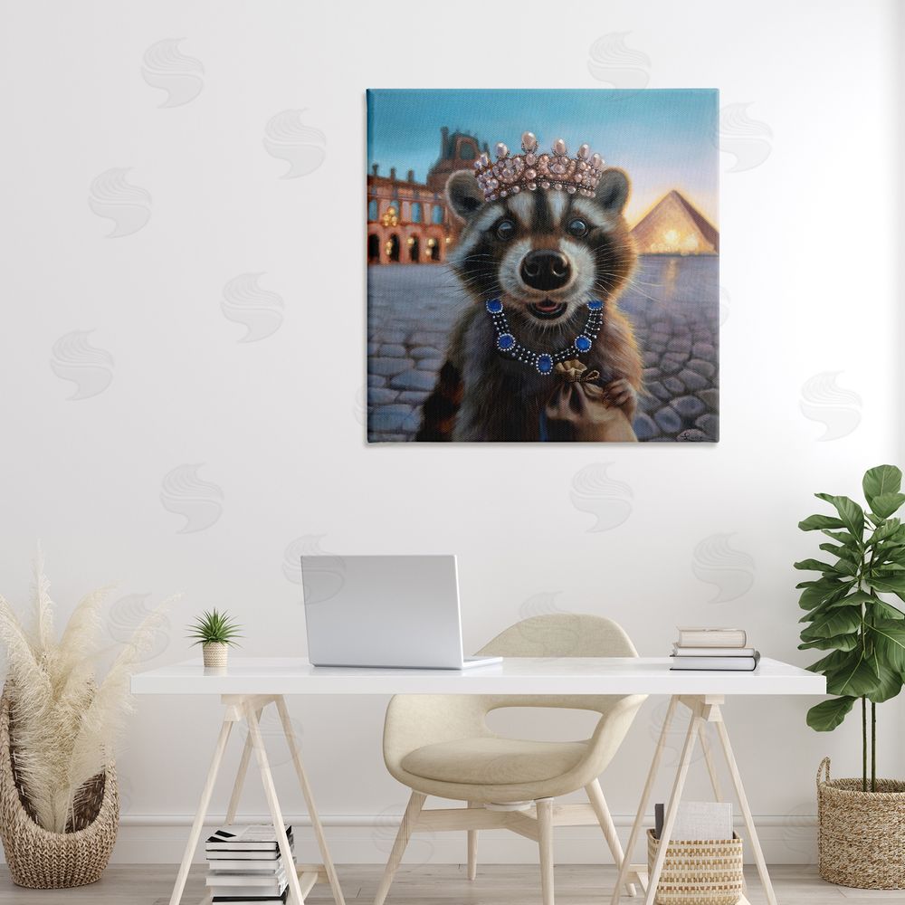 Lucia Heffernan Louvre Loot Raccoon Stretched Canvas Wall Art in Room