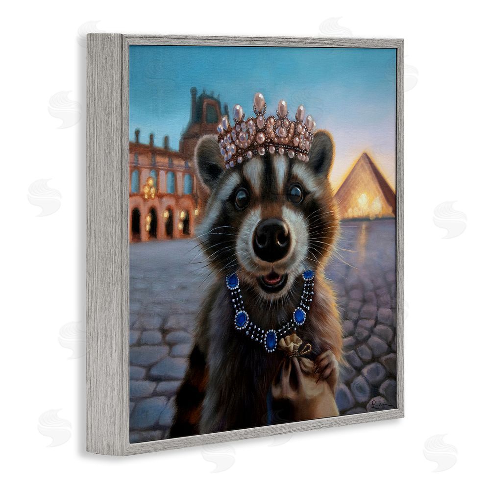 Lucia Heffernan Louvre Loot Raccoon Gray Framed Giclee Wall Art Print