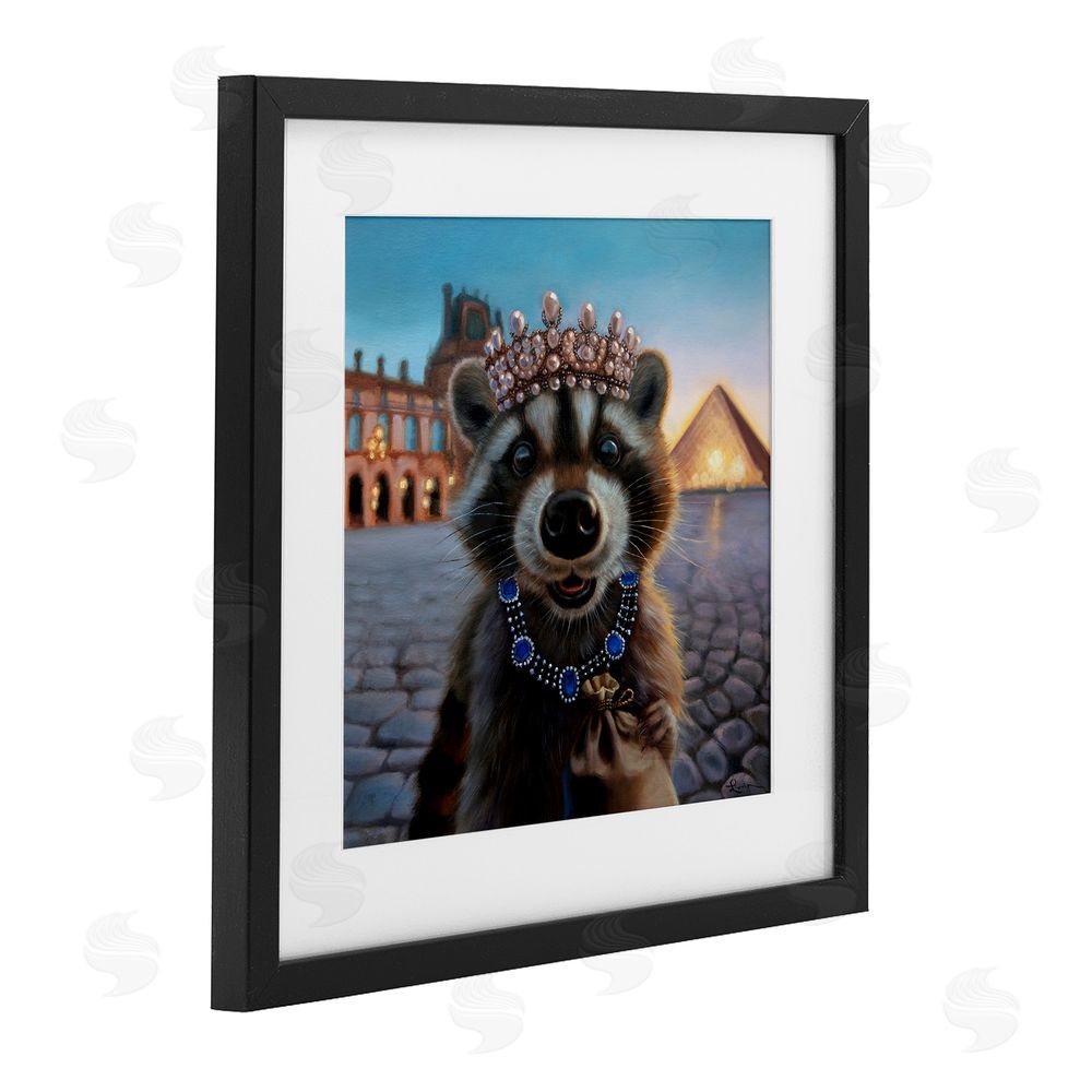 Lucia Heffernan Louvre Loot Raccoon Black Framed Print Under Glass Wall Art