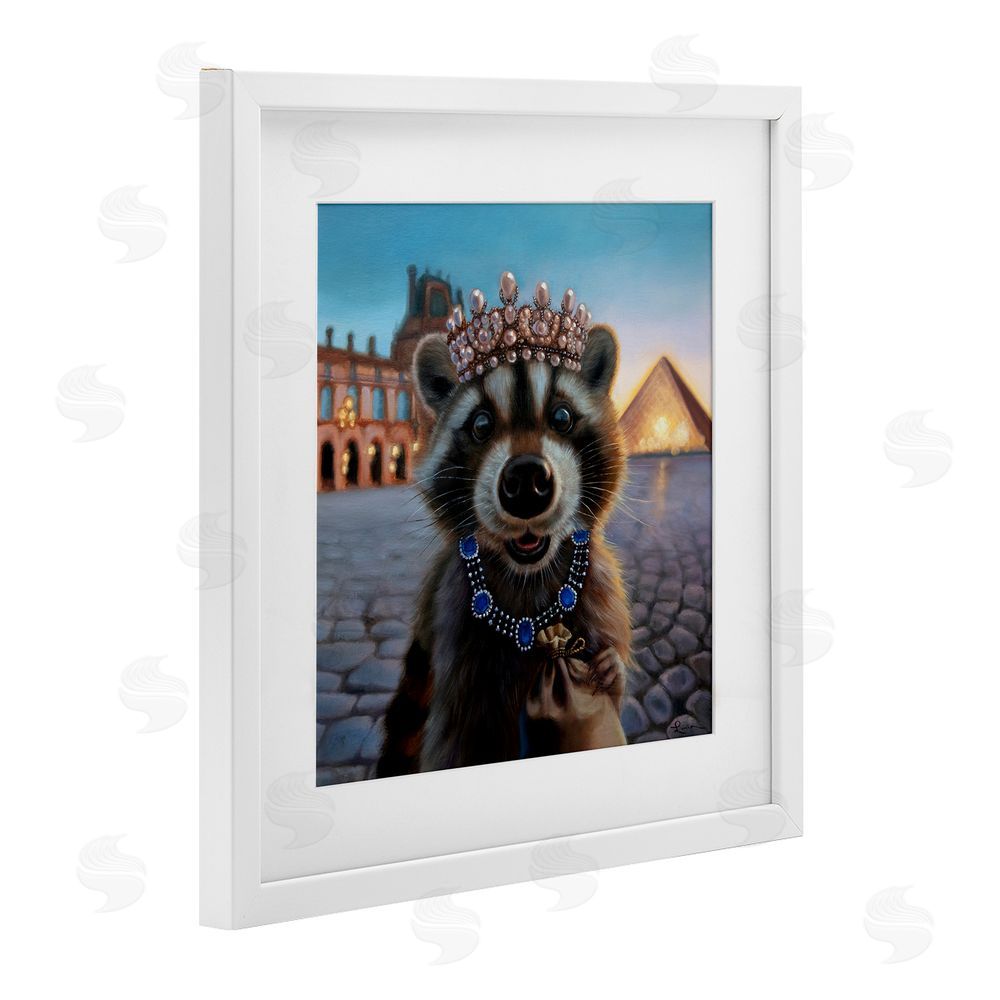 Lucia Heffernan Louvre Loot Raccoon White Framed Print Under Glass Wall Art