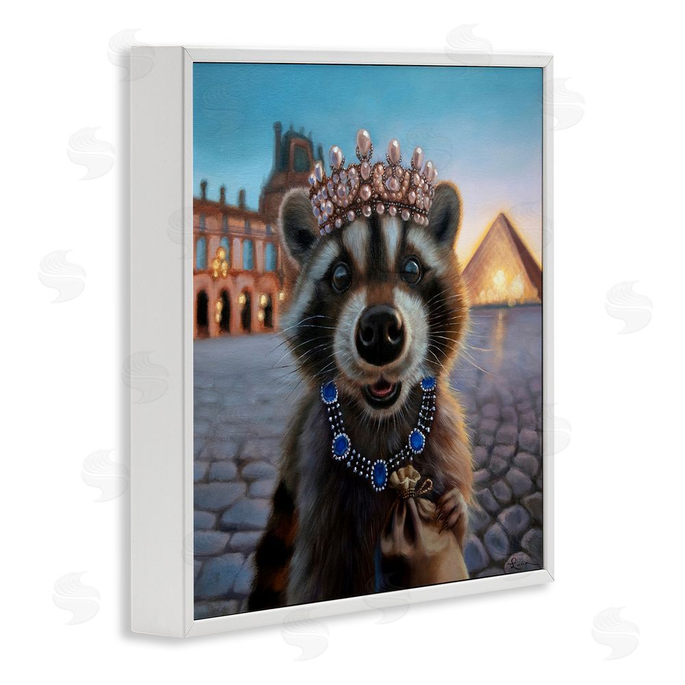 Lucia Heffernan Louvre Loot Raccoon White Framed Giclee Wall Art Print