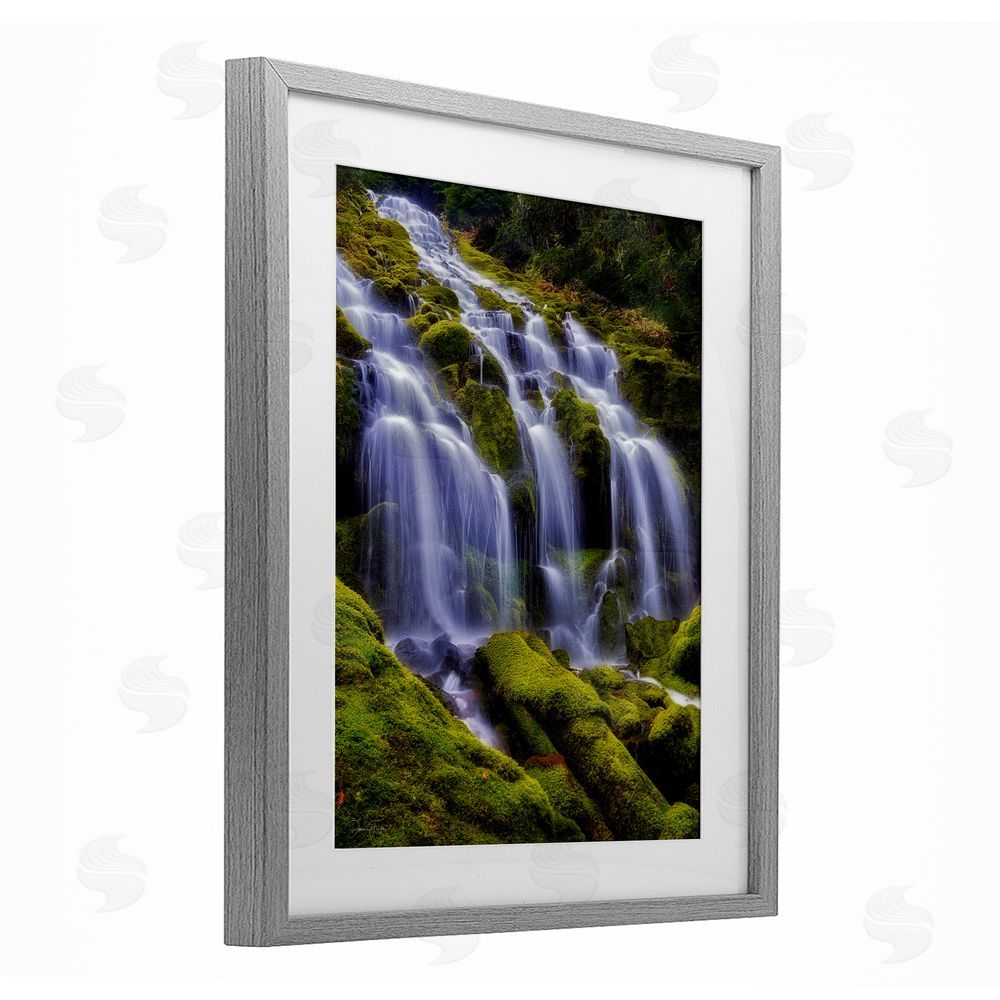 Dennis Frates Upper Proxy Falls Gray Framed Print Under Glass Wall Art
