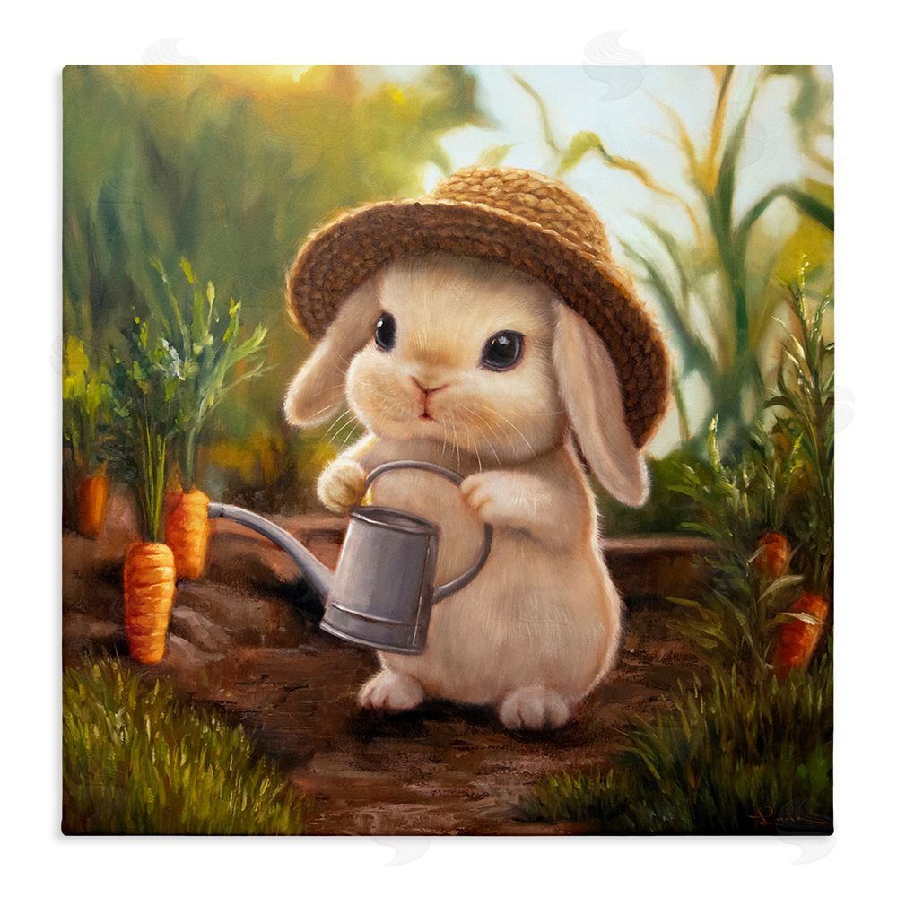 Lucia Heffernan Bunny with Carrot Garden Stretched Canvas Wall Art Print