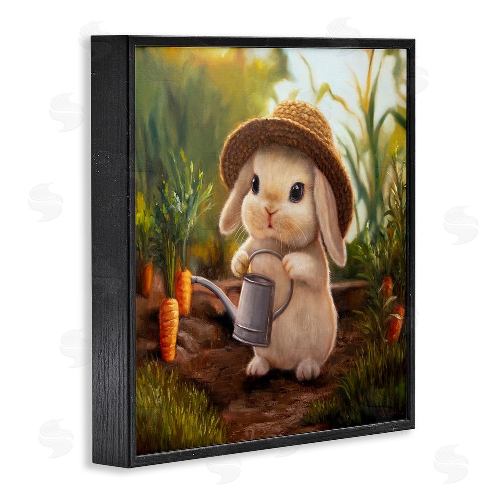Lucia Heffernan Bunny with Carrot Garden Black Framed Giclee Wall Art Print